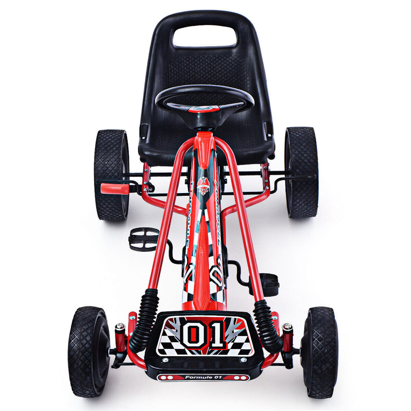 Load image into Gallery viewer, Red 4-Wheel Pedal Go Kart for Kids with Adjustable Seat - Honeyjoy Ride On Toy
