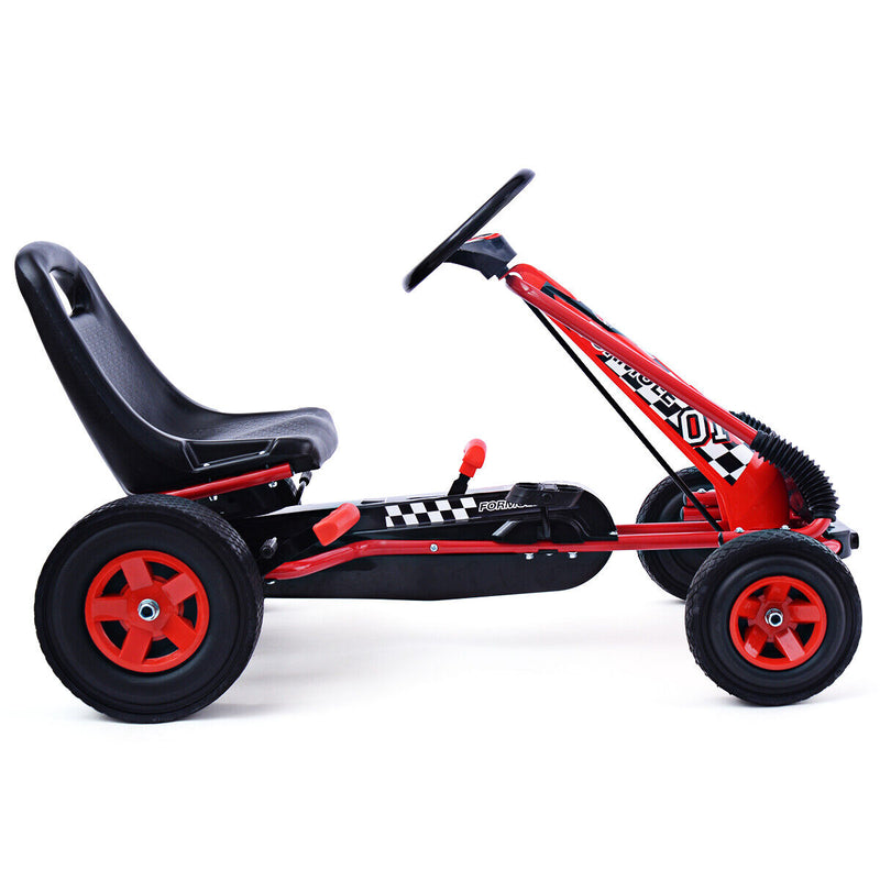 Load image into Gallery viewer, Red 4-Wheel Pedal Go Kart for Kids with Adjustable Seat - Honeyjoy Ride On Toy
