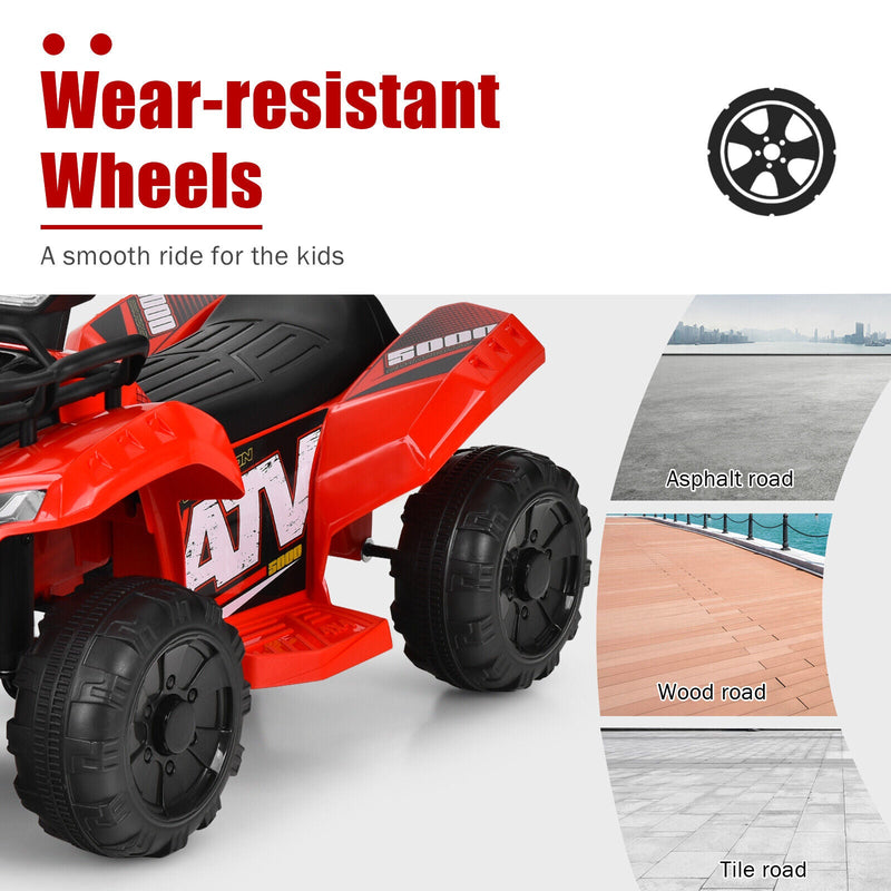 Load image into Gallery viewer, Red 6V ATV Quad Electric Ride On Car Toy for Toddlers with LED Light and MP3 Player
