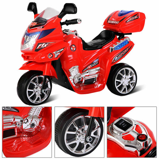 Red 6V Electric Ride-On Motorcycle for Kids - Babyjoy 3 Wheel Battery-Powered Toy
