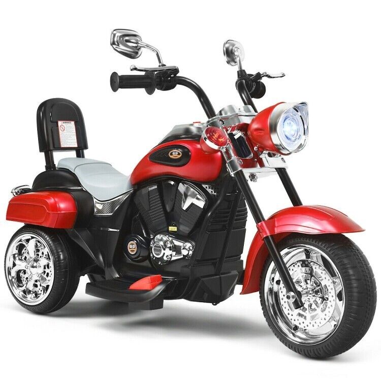 Load image into Gallery viewer, Red 6V Kids Chopper Motorcycle with Headlight and Music
