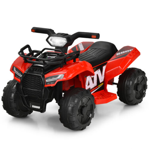 Red 6V Quad Ride-On Car for Kids with Music, Horn, and LED Lights