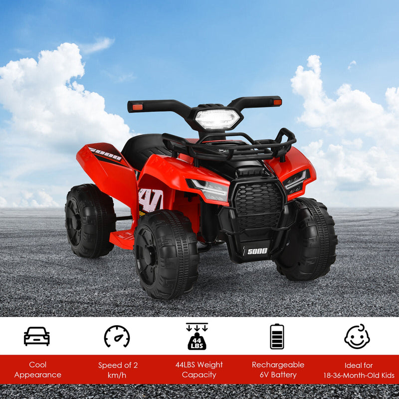 Load image into Gallery viewer, Red 6V Quad Ride-On Car for Kids with Music, Horn, and LED Lights
