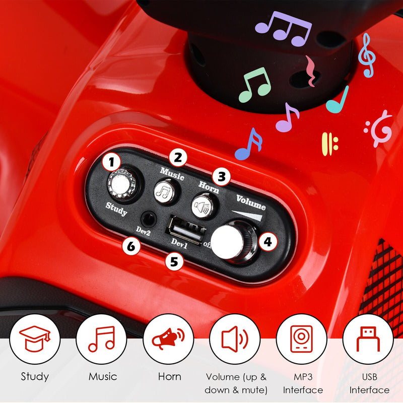 Load image into Gallery viewer, Red 6V Quad Ride-On Car for Kids with Music, Horn, and LED Lights
