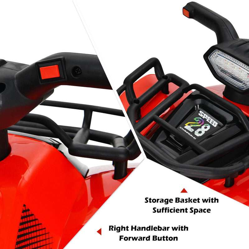 Load image into Gallery viewer, Red 6V Quad Ride-On Car for Kids with Music, Horn, and LED Lights
