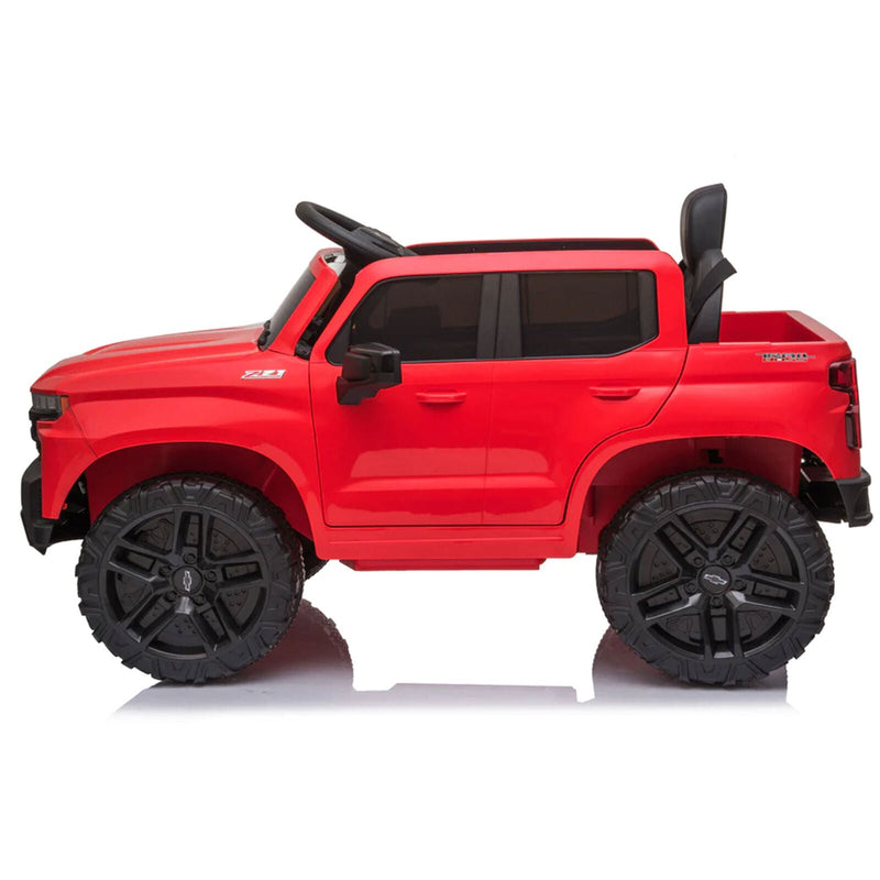 Load image into Gallery viewer, Red Chevy Silverado 4x4 Trail Boss Monster Truck Ride-On with Big Wheels
