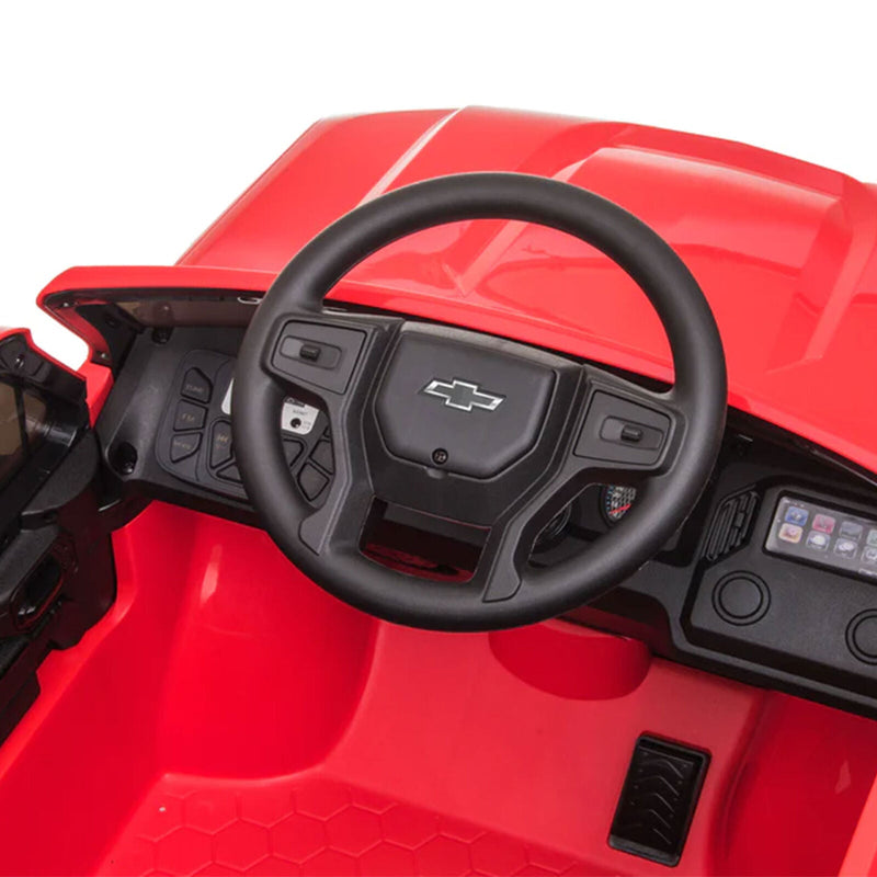 Load image into Gallery viewer, Red Chevy Silverado 4x4 Trail Boss Monster Truck Ride-On with Big Wheels
