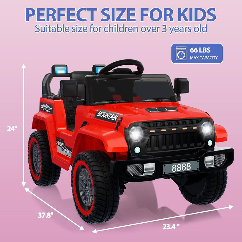 Load image into Gallery viewer, Red Electric 12V Battery Kids Ride On Jeep with Remote Control and Music - 3 Speed Options
