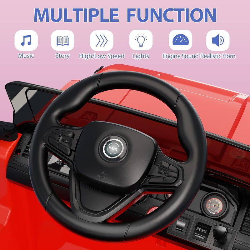 Load image into Gallery viewer, Red Electric 12V Battery Kids Ride On Jeep with Remote Control and Music - 3 Speed Options
