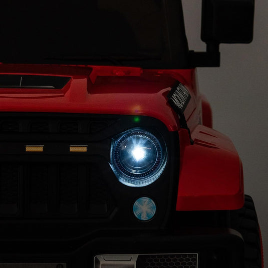 Red Electric 12V Battery Kids Ride On Jeep with Remote Control and Music - 3 Speed Options