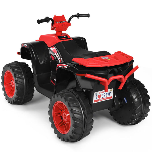 Red Electric Kids Ride On ATV with Music and LED Lights - 12V 4-Wheeler Quad