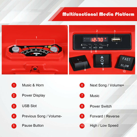 Red Electric Kids Ride On ATV with Music and LED Lights - 12V 4-Wheeler Quad