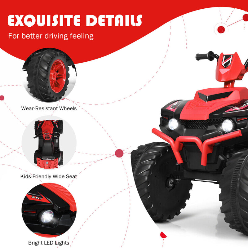 Load image into Gallery viewer, Red Electric Kids Ride On ATV with Music and LED Lights - 12V 4-Wheeler Quad
