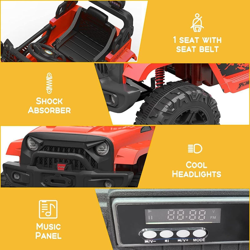 Load image into Gallery viewer, Red Electric Ride-On Car with Remote Control for Kids - 12V, LED Lights, MP3 Player, 1 Seat

