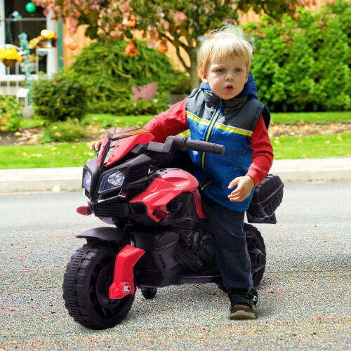 Load image into Gallery viewer, Red Electric Ride-On Motorcycle for Kids with Headlights and Training Wheels
