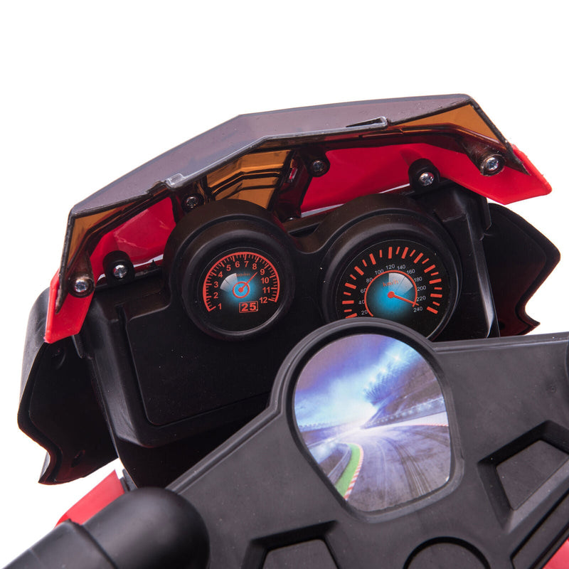 Load image into Gallery viewer, Red Electric Ride-On Motorcycle for Kids with Headlights and Training Wheels
