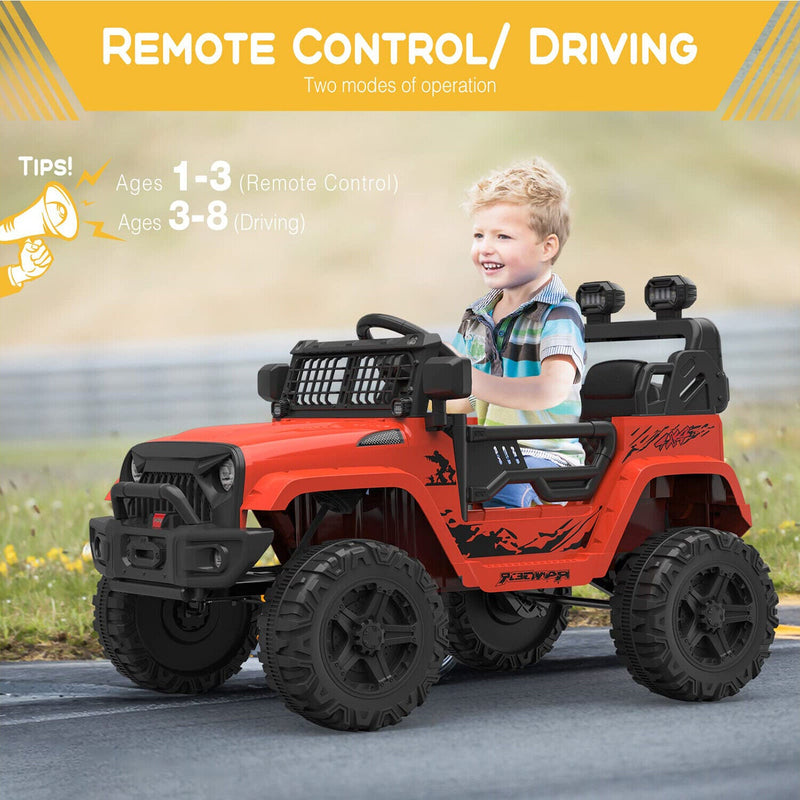 Load image into Gallery viewer, Red Jeep 12V Ride-On Truck for Kids Ages 3-8: Officially Licensed Toy Car for Endless Fun!
