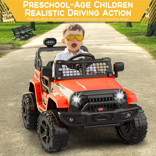 Red Jeep 12V Ride-On Truck for Kids Ages 3-8: Officially Licensed Toy Car for Endless Fun!