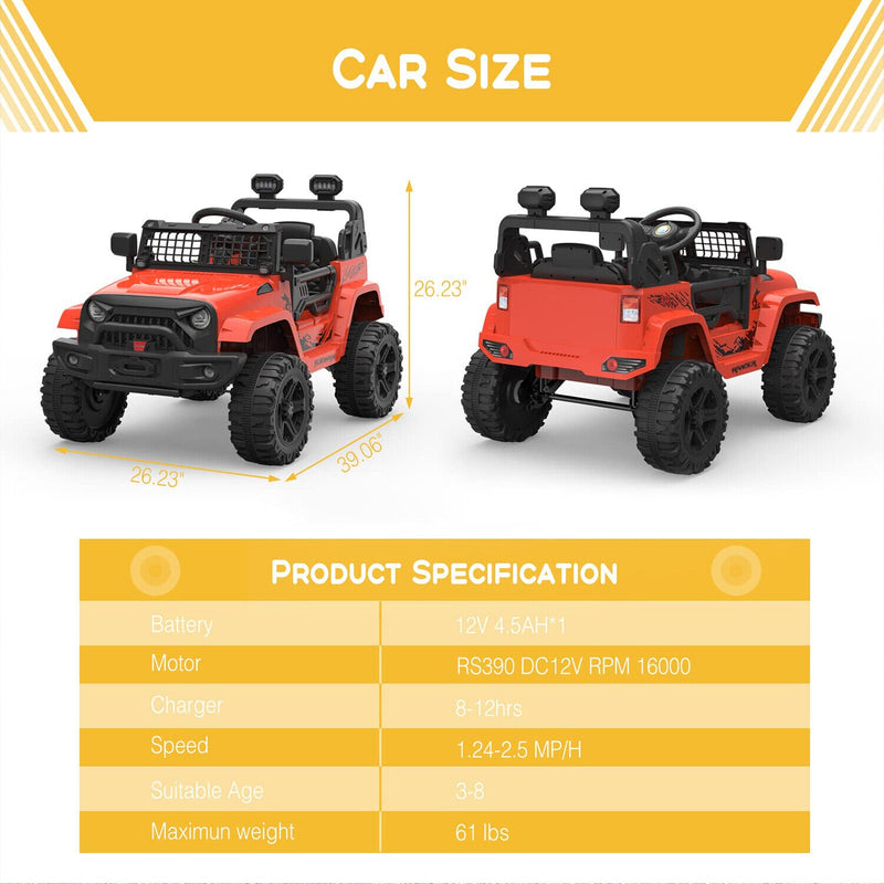 Load image into Gallery viewer, Red Jeep 12V Ride-On Truck for Kids Ages 3-8: Officially Licensed Toy Car for Endless Fun!
