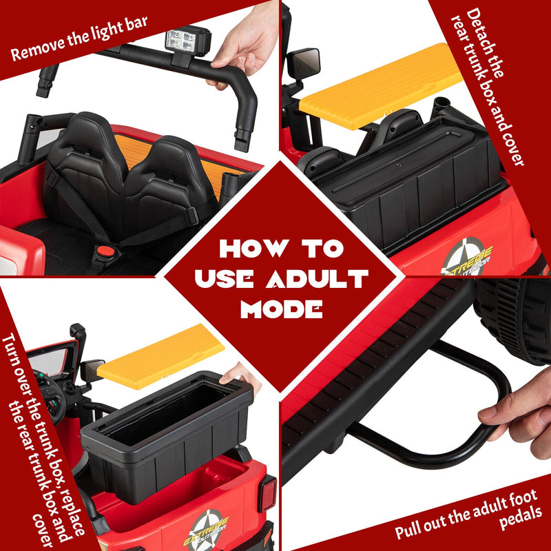 Load image into Gallery viewer, Red Parent-Child Ride On Truck Car with Remote Control, Music, and LED Lights - 12V 10AH
