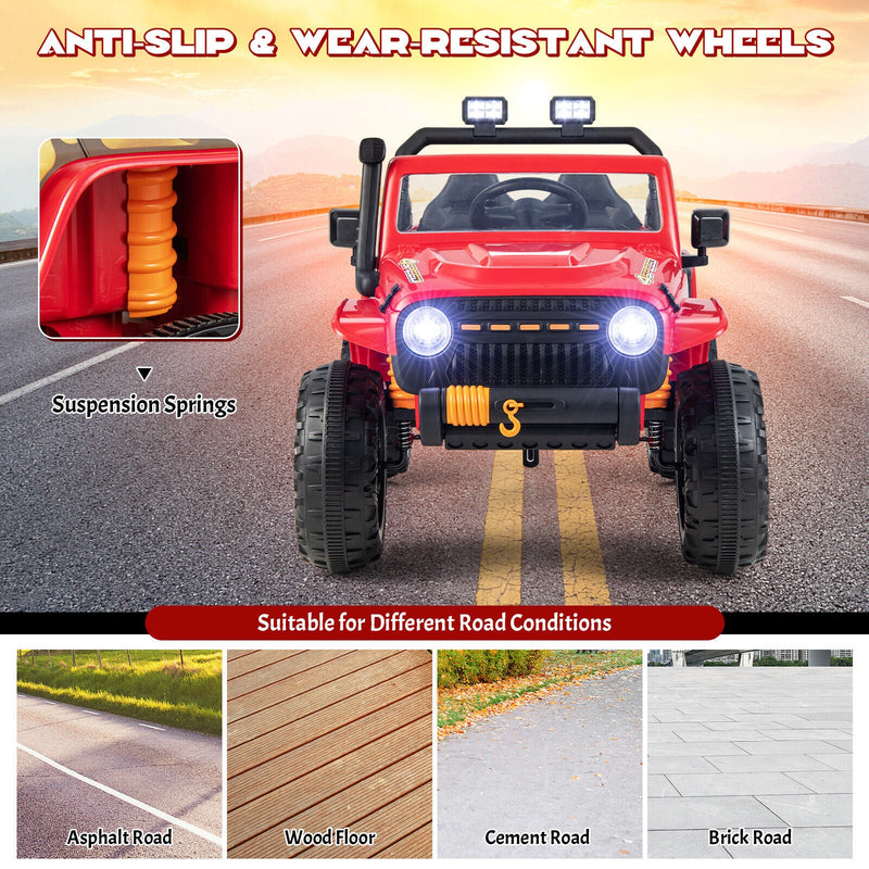 Load image into Gallery viewer, Red Parent-Child Ride On Truck with Remote Control, LED Lights, and Music - 12V 10AH
