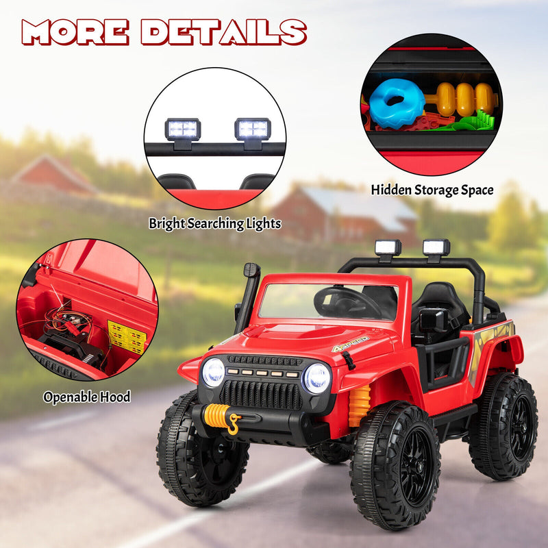 Load image into Gallery viewer, Red Parent-Child Ride On Truck with Remote Control, LED Lights, and Music - 12V 10AH
