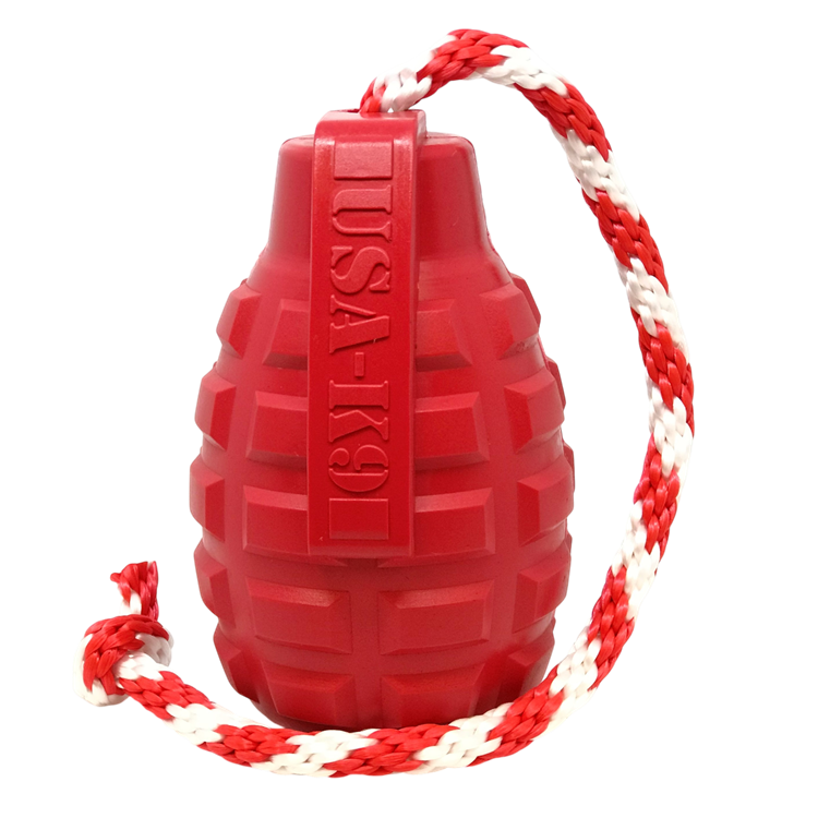 Load image into Gallery viewer, USA-K9 Grenade Rubber Dog Chew Toy | K9 Handler Reward Toy | Blue | USA Made
