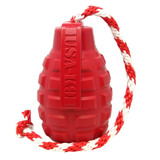 USA-K9 Grenade Rubber Dog Chew Toy | K9 Handler Reward Toy | Blue | USA Made
