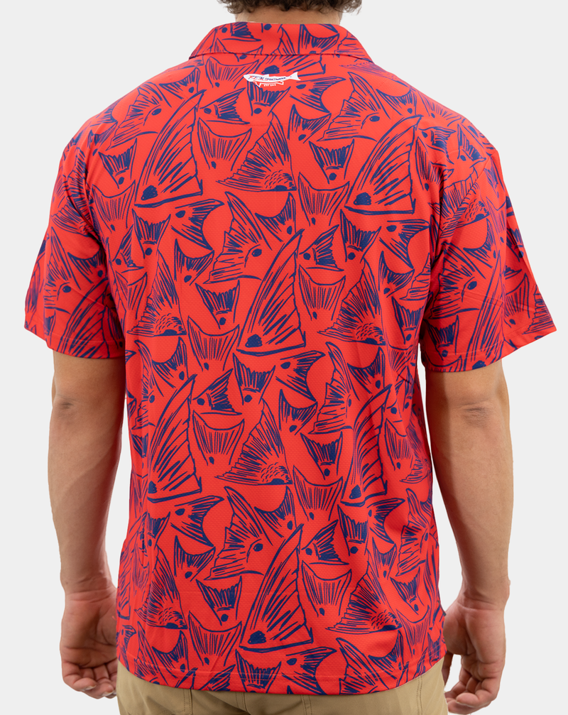 Load image into Gallery viewer, Redfish, White, Blue Polo
