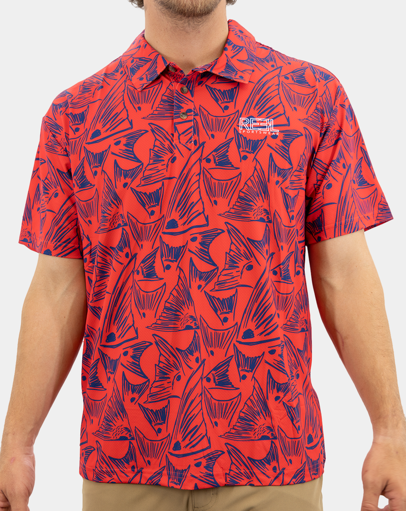 Load image into Gallery viewer, Redfish, White, Blue Polo
