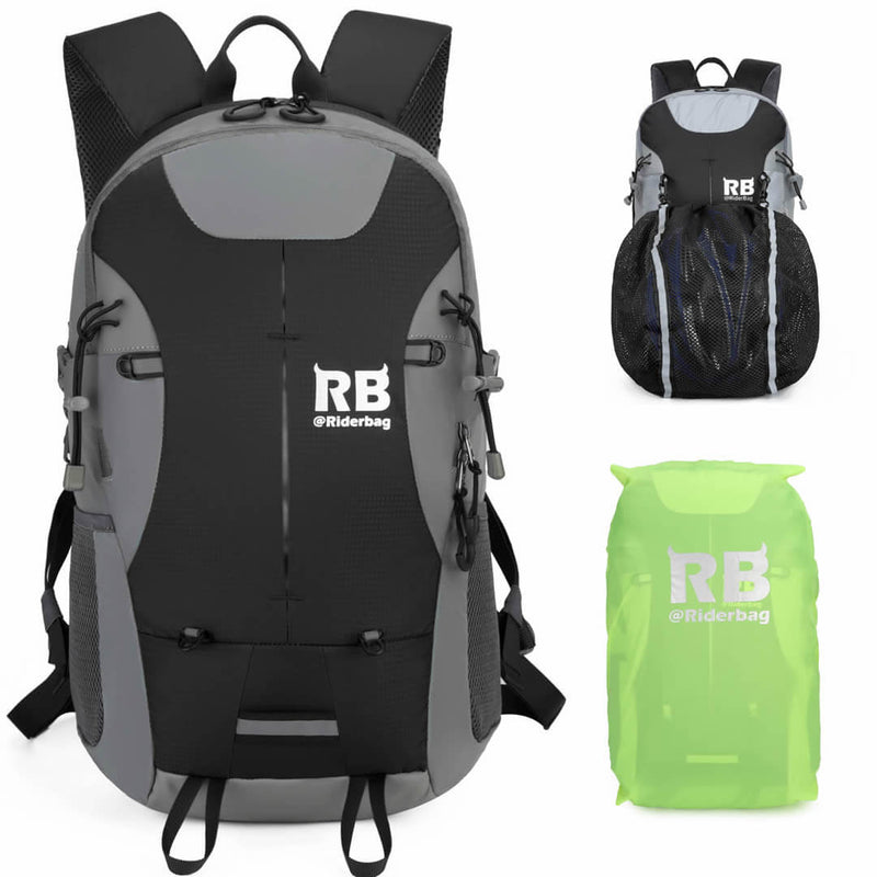 Load image into Gallery viewer, Black Reflective Commuter Bike Backpack | Riderbag Reflektor35
