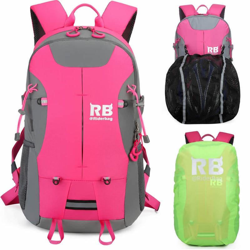 Load image into Gallery viewer, High Visibility Pink Reflective Commuter Bike Backpack |Riderbag Reflektor35
