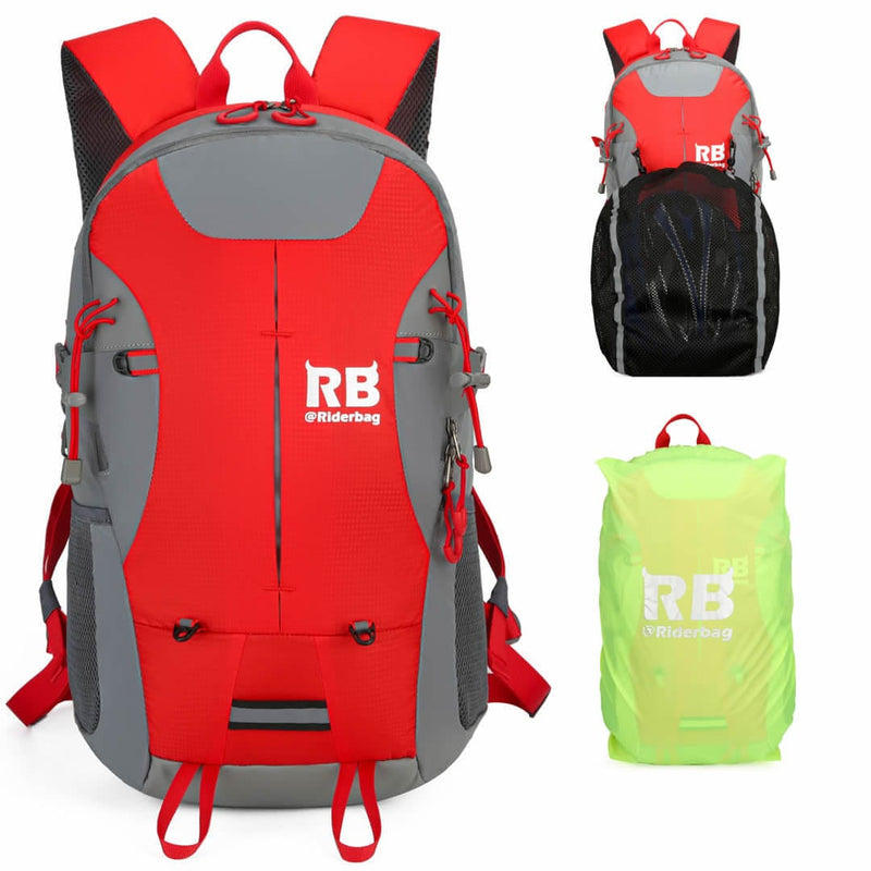 Load image into Gallery viewer, High Visibility Red Reflective Commuter Bike Backpack | Riderbag Reflektor35
