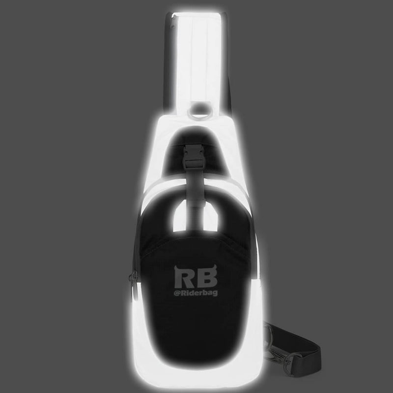 Load image into Gallery viewer, Black Reflective Sling Bag, Small Trekking Bag, Riderbag Unisex
