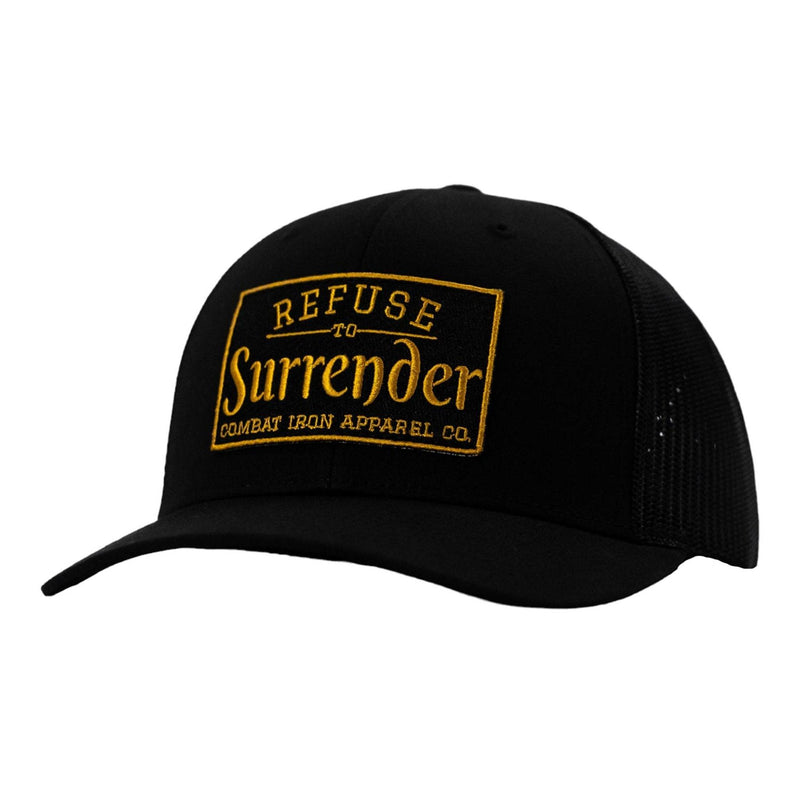 Load image into Gallery viewer, Refuse To Surrender Black/Gold Patch Snapback HAT
