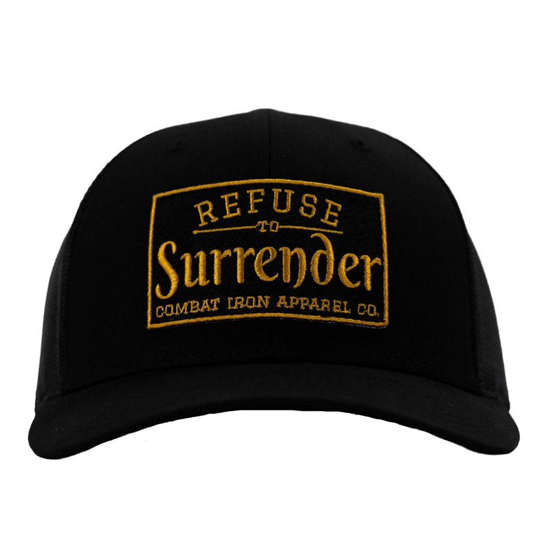 Load image into Gallery viewer, Refuse To Surrender Black/Gold Patch Snapback HAT
