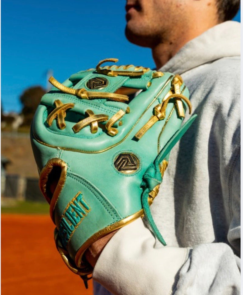 Load image into Gallery viewer, Relic MXT Series - Mint &amp; Gold Baseball Glove
