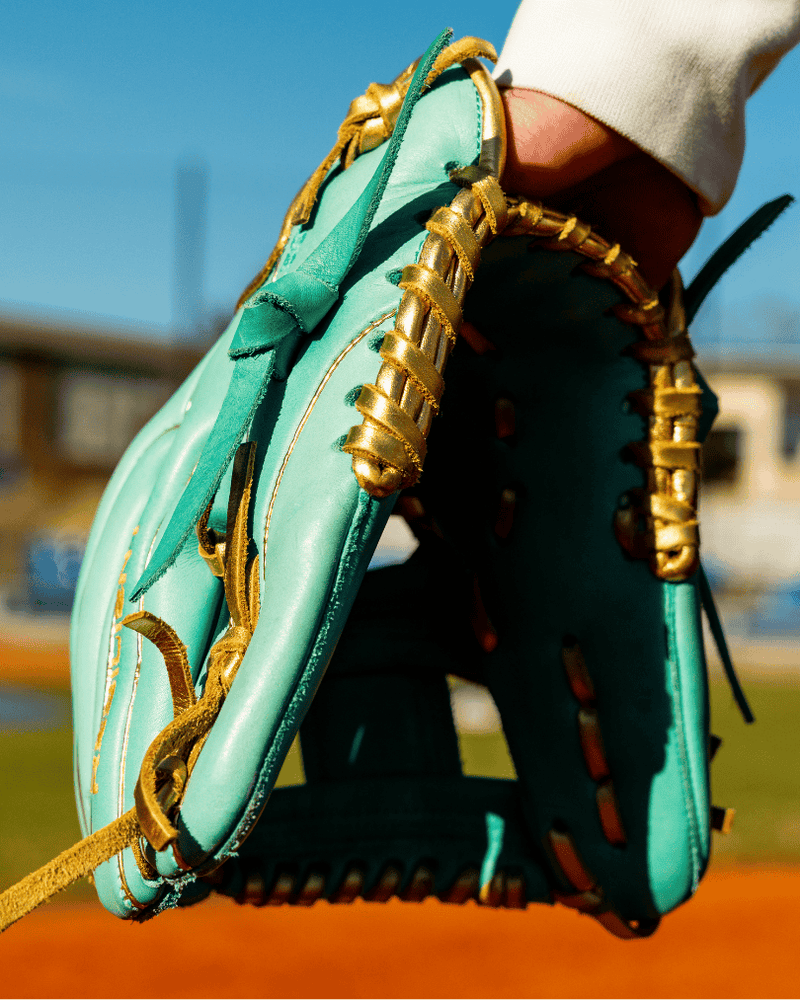 Load image into Gallery viewer, Relic MXT Series - Mint &amp; Gold Baseball Glove
