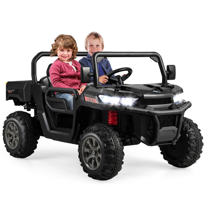 Load image into Gallery viewer, Remote Control Dump Truck with LED Headlights and Rear View Mirrors - 12V Ride-On Toy
