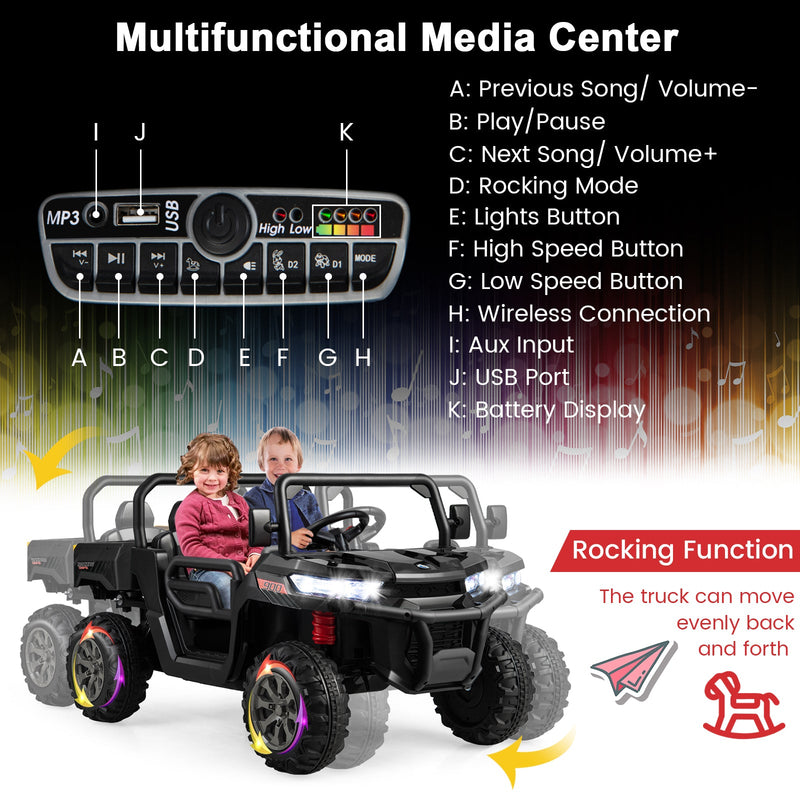 Load image into Gallery viewer, Remote Control Dump Truck with LED Headlights and Rear View Mirrors - 12V Ride-On Toy

