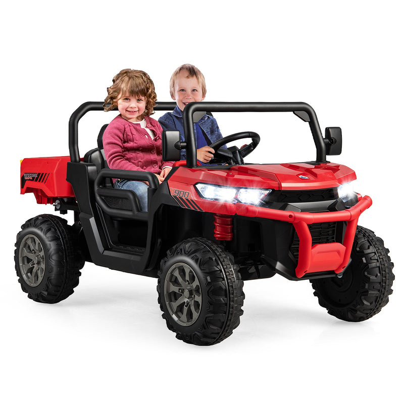 Load image into Gallery viewer, Remote Control Dump Truck with LED Headlights and Rear View Mirrors - 12V Ride-On Toy
