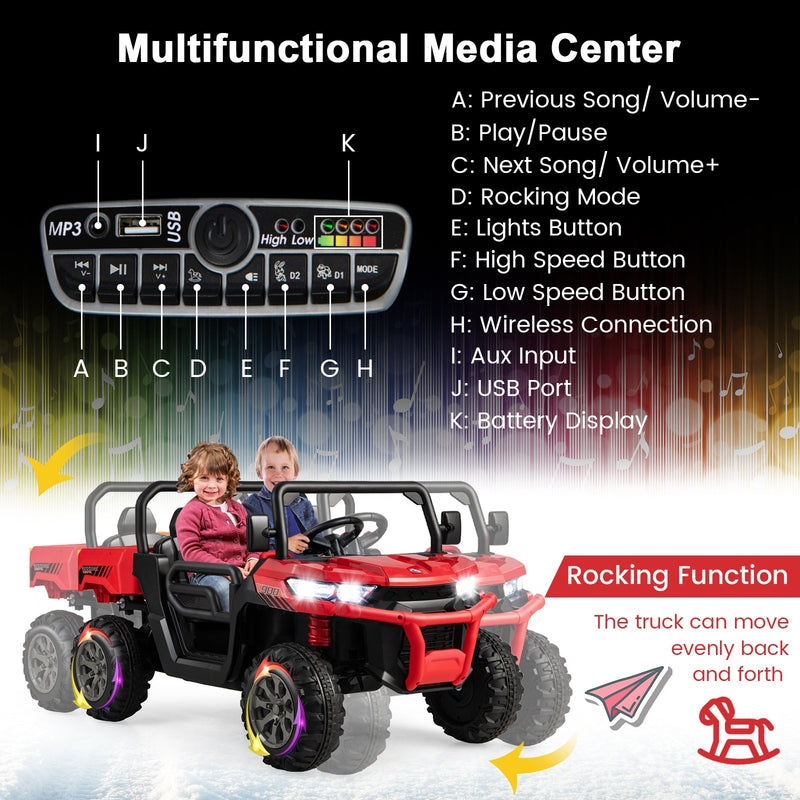Load image into Gallery viewer, Remote Control Dump Truck with LED Headlights and Rear View Mirrors - 12V Ride-On Toy
