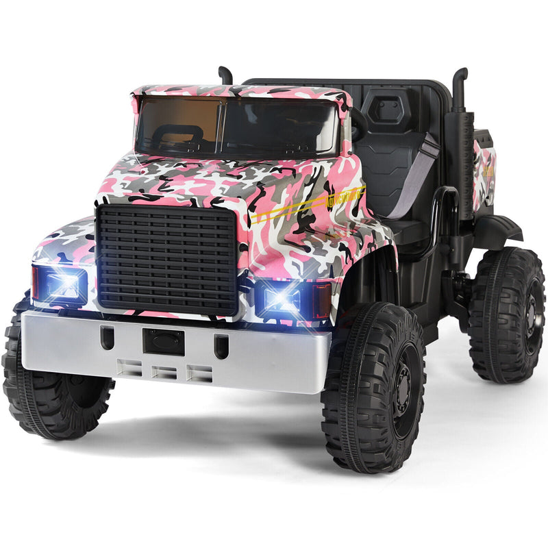 Load image into Gallery viewer, Camo Pink Ride-On Tractor with Trailer, Dump Bed, RC Control, and Bluetooth - 3 Speed Options
