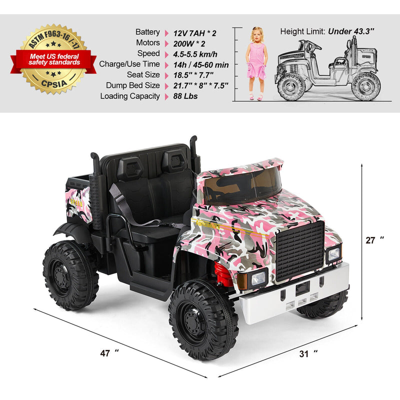 Load image into Gallery viewer, Camo Pink Ride-On Tractor with Trailer, Dump Bed, Bluetooth, and Remote Control - 3 Speed Options
