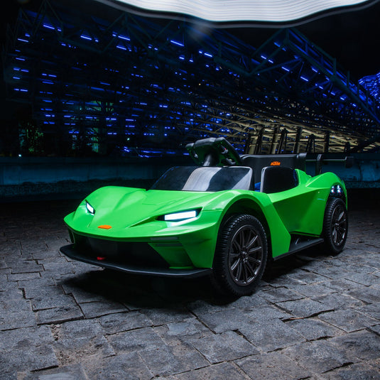 Remote Control Electric Ride-On Car with MP3 Player and LED Lights - Green