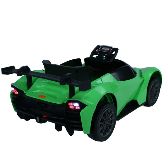 Remote Control Electric Ride-On Car with MP3 Player and LED Lights - Green