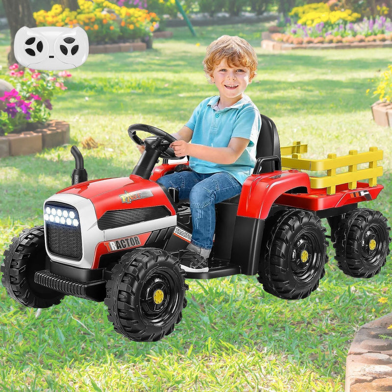 Load image into Gallery viewer, Electric Ride-On Tractor with Trailer for Kids - Remote Controlled Toy Car
