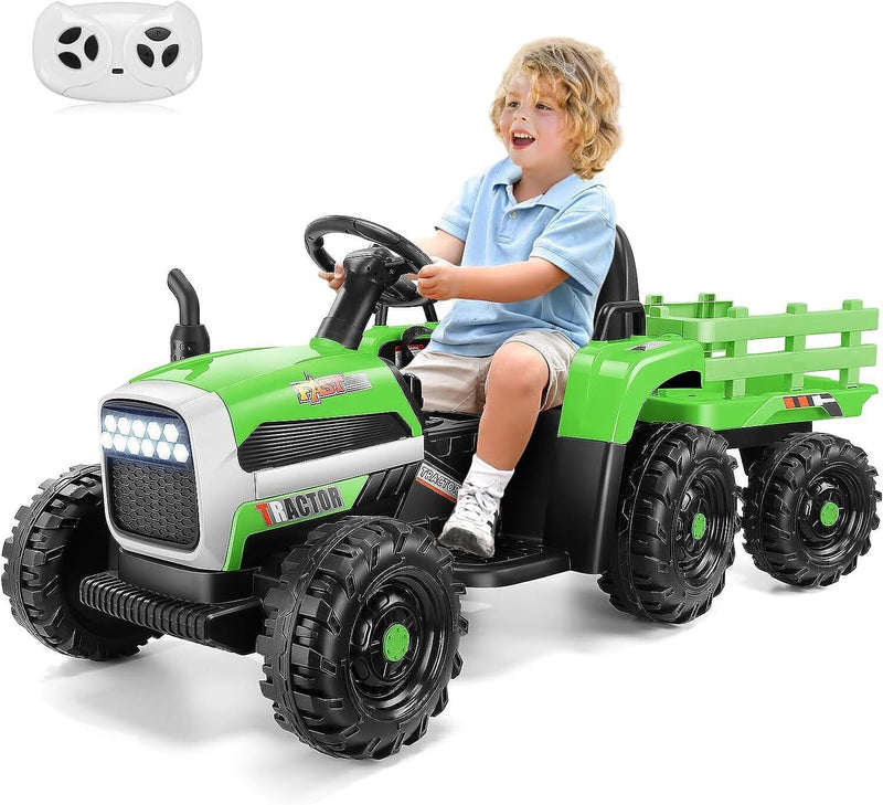 Load image into Gallery viewer, Electric Ride-On Tractor with Trailer for Kids - Remote Controlled Toy Car

