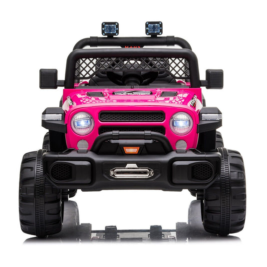 Remote Control Off-Road Truck Toy with LED Lights and Dual Drive - 12V Battery Powered