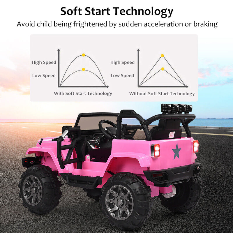 Load image into Gallery viewer, Remote Control Pink Ride-On Truck with Music and LED Lights for Kids - Perfect Christmas Gift
